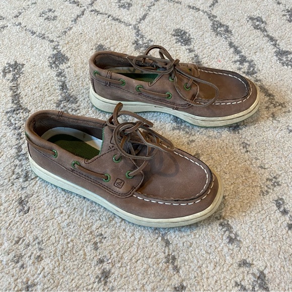 Boys Sperry brown leather boat shoes size 12M - Picture 3 of 5